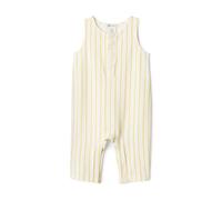 Amazon Essentials x Sofia Grainge Unisex Babies' Sleeveless Lightweight French Terry Romper Suit, Golden Yellow Uneven Stripe, 24 Months