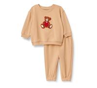 Amazon Essentials x Sofia Grainge Unisex Babies' Sweatshirt and Sweatpant Set, Light Camel Big Bear Heart, 6-9 Months