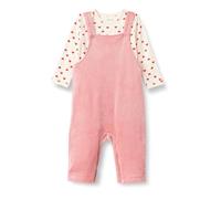 Amazon Essentials x Sofia Grainge Unisex Babies' Velour Overall and Long-Sleeve Bodysuit Set, Pack of 2, Blush/Hearts, 6-9 Months