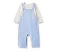 Amazon Essentials x Sofia Grainge Unisex Babies' Velour Overall and Long-Sleeve Bodysuit Set, Pack of 2, Ivory/Light Blue, 18 Months