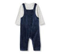 Amazon Essentials x Sofia Grainge Unisex Babies' Velour Overall and Long-Sleeve Bodysuit Set, Pack of 2, Navy/Sheep, 0-3 Months
