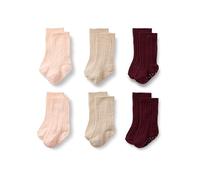 Amazon Essentials x Sofia Grainge Unisex Kids' Cable Knit Knee-High Socks, 6 Pairs, Burgundy/Pink/Tan, 4-5 Years