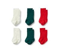 Amazon Essentials x Sofia Grainge Unisex Kids' Cable Knit Knee-High Socks, 6 Pairs, Dark Green/Ivory/Red, 2-3 Years