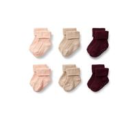 Amazon Essentials x Sofia Grainge Unisex Kids' Knitted Turn Cuff Socks, 6 Pairs, Burgundy/Pink/Tan, 4-5 Years