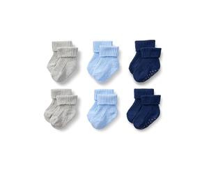 Amazon Essentials x Sofia Grainge Unisex Kids' Knitted Turn Cuff Socks, 6 Pairs, Grey Heather/Light Blue/Navy, 4-5 Years