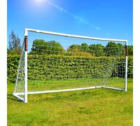 Amazon Exclusive Football Flick Goal - All weather - 70mm Extra thick uPVC - football goal for gardens, Integrated locking system, 4 (6x4, 8x4, 8x6, 12x6),White,12ft x 6ft