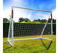 Amazon Exclusive Football Flick Goal - All weather - 70mm Extra thick uPVC - football goal for gardens, Integrated locking system, 4 (6x4, 8x4, 8x6, 12x6),White,8ft x 6ft
