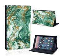Amazon Fire HD 10 7th Gen (2017) Flip Leather Shell Stand Case - Emerald Marble