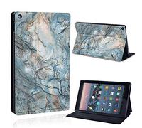 Amazon Fire HD 10 Flip Case - Printed PU Leather Blue Vaine Marble Standing Cover