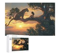 Amazon Jungle Adventure Leopard & Child Sunset Jigsaw Puzzle, 1000 PCS, Indoor Activity for The Home, A Rewarding Pastime for Dedicated Jigsaw Fans, at Home
