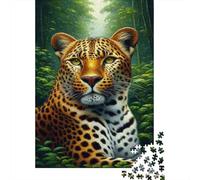 Amazon Jungle Leopard 1000-Piece Puzzle for Adults, 70x50cm/1000pcs; White Cardboard for Simple Sorting; Shared Family Time Around The Table