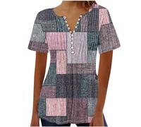 Amazon Outlet Today 2023 Womens Tops Dressy UK Casual Short Sleeve Hide Belly Shirts Summer Pleated Button V Neck T-Shirt Sale Clearance Ladies Floral Tunic Tops