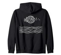 Amazon Puffer Line Art Fish Lover Zip Hoodie