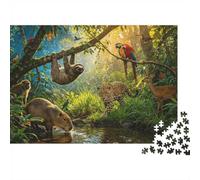 Amazon Rainforest 1000 Piece Jigsaw Puzzle Recycled Paper Jungle Wildlife Puzzles for Elderly Fun And Challenging Family Game Perfect for Holiday Blessings 38x26cm/1000pcs