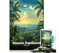 Amazon Rainforest Brazil Landscape Art Jigsaw for Adults1000 Pieces Mind Boost Game Seamless Fit Precise Pieces Relaxing Indoor Group Activity (38x52cm)