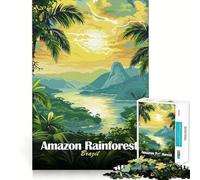 Amazon Rainforest Brazil Landscape Illustration 1000 Piece Jigsaw Puzzles Memory Train Fun Smooth Burr Free Surface Entertaining Challenge for Spare Time (38x26cm)