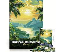 Amazon Rainforest Brazil Landscape Illustration Jigsaw Puzzles for Teenagers 1000 Pieces Memory Boost Restful Escape Fine Xmas Gift (50x75cm)