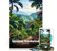 Amazon Rainforest Colombia Illustration Adult Jigsaw1000 Pieces Cognitive Boost Game No Gap Tight Fitting Design Birthday Gift Brain Teaser Toy (50x75cm)