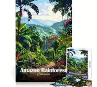 Amazon Rainforest Colombia Illustration for Adults 1000 Piece Jigsaw Puzzle Sharp Recall Calm Recreation Uniform Cut Festive Present (50x75cm)
