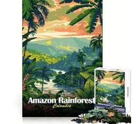 Amazon Rainforest Colombia Illustration Jigsaw Puzzles for Adults 1000 Memory Training Time Well Spent Precise Edges Best Gift (38x26cm)