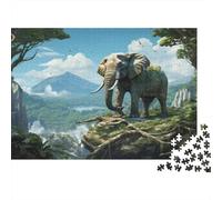Amazon Rainforest Elephant Adventure 1000-Piece Puzzle for Adults, 70x50cm/1000pcs, Smooth White Pieces for Easy Handling; for Relaxed Evenings at The Table