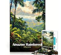 Amazon Rainforest Illustration 1000 Piece Jigsaw Brain Skill Game High Precision Die Cut Fascinating Hobby for Idle Moments (38x26cm)