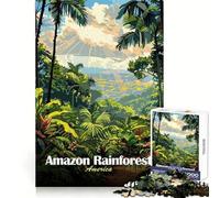 Amazon Rainforest Illustration Adults Puzzles 1000 Piece Jigsaws Brain Development Leisure Activity Clean Join Joyful Xmas (38x52cm)
