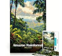 Amazon Rainforest Illustration Jigsaw 1000 Pieces for Adults Memory Fun Game Expert Cutting Craftsmanship Relaxing Indoor Group Activity (50x75cm)
