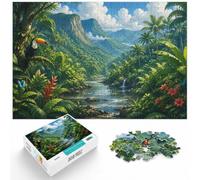 Amazon Rainforest Landscape Illustration Jigsaw Puzzle, 1000 Piece | For longer indoor activities, this adult jigsaw puzzle with 1000 pieces works for solo puzzling or shared time.