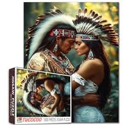 Amazon Rainforest Native American Couple Jigsaw Puzzles for Adults 1000 Pieces,Handsome Warrior Jigsaw Puzzle Art for Challenging Family Activity Game Colorful DIY Crafts Puzzle Wall Decor Gifts