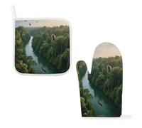 Amazon Rainforest Oven Mitt Set,Heat Resistant,Pot Holder-Top Kitchen Gadgets,Trivet Mat for Oven Cooking Baking Grilling