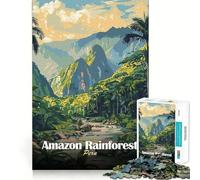 Amazon Rainforest Peru Travel Poster 1000 Piece Jigsaw Brain Skill Game High Precision Die Cut Fascinating Hobby for Idle Moments (50x75cm)