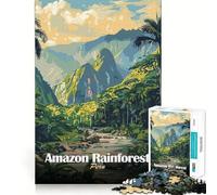Amazon Rainforest Peru Travel Poster Adults 1000 Piece Jigsaw Puzzle Recall Fun Play Premium Laser Cut Quality Quiet Time Mind Exercise at Home (38x52cm)