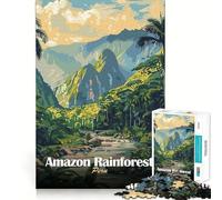 Amazon Rainforest Peru Travel Poster Adults 1000 Pieces Puzzle Mental Focus Game Premium Laser Cut Quality Family Fun Night Activity (38x26cm)