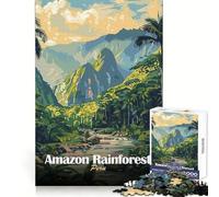 Amazon Rainforest Peru Travel Poster Jigsaw Puzzle for Adults 1000 Pieces Mind Power Restful Escape Uniform Edges Best Gift (38x26cm)