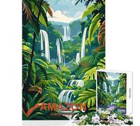 Amazon Rainforest Waterfall 1000 Piece Jigsaws for Teenagers Puzzle Improve Attention Span And Focus Peaceful Relaxing Leisure Fun (38x52cm)