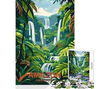 Amazon Rainforest Waterfall Jigsaw 1000 Pieces for Teenagers Improve Overall Mental Performance Mindful Soothing Leisure Game (50x75cm)