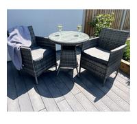 Amazon Rattan Bistro Set with outdoor cushion - Grey