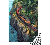 Amazon Train Tracks Forest River Adult Jigsaw Puzzle, 1000 Pieces, 52x38cm/1000pcs, Low-dust Pieces for A Tidier Table; A Quiet Indoor Pastime at Home