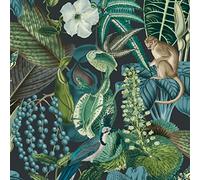 Grandeco Wallpaper Amazon JF2202 Black/Blue