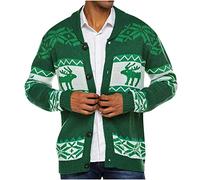 amazon warehouse clearance uk Christmas Jumpers for Men UK Men Christmas Graphic Cardigan Tops Christmas Printed Blouse Funny Open Front Sweater Loose Outerwear