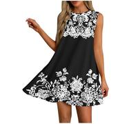 Amazon Warehouse Clearance UK Summer Dresses for Women UK Sale Clearance Round Neck Ruffle Sleeveless Tank midi Dress Party Evening a-line Sundresses Beach Holiday Essentials Lounge Basics Clothes