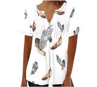 Amazon Warehouse Sale Clearance Returns 2023 Womens Tops Dressy UK Casual Short Sleeve Hide Belly Shirts Summer Pleated Button V Neck T-Shirt Sale Clearance Ladies Floral Tunic Tops