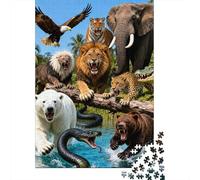 Amazon Wildlife Top 10 Predators Jigsaw Puzzle for Adults, 1000 Pieces, 52x38cm/1000pcs; A Thoughtful Gift for A New Home; Smooth White Cardboard Pieces
