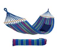 Aruba Single Spreader bar Cotton Weatherproof Garden Hammock With Bag - Juniper amazonas Blue One Size