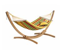 Amazonas Aruba Vanilla Single Spreader Bar Cotton Weatherproof Garden Hammock With Wooden Stand