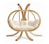 Amazonas Globo Royal Double Egg Chair Set - Spruce Stand, Cushioned in Cream | Size: 2 Person amazonas Cream 2 Person