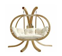 Amazonas Globo Royal Double Hanging Egg Chair Set - Weatherproof Natura White