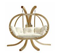Amazonas Globo Royal Double Hanging Egg Chair & Stand Set - Natura White