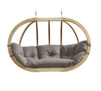 Amazonas Globo Royal Wooden Double Hanging Egg Chair Cushion Taupe